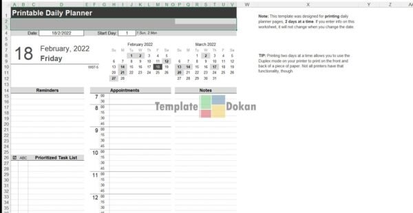 Printable Daily Calendar